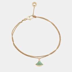 Pre Owned Bvlgari Divas' Dream Turquoise 18k Rose Gold Charm Bracelet M/L