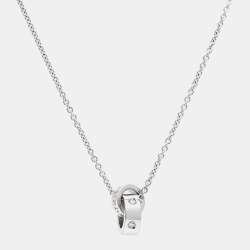 Pre Owned Bvlgari Bvlgari Diamond 18K White Gold Pendant Necklace