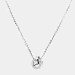 Pre Owned Bvlgari Bvlgari Diamond 18K White Gold Pendant Necklace