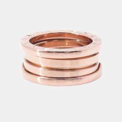 Pre Owned Bvlgari 18K Rose Gold B.Zero1 Two-Band Ring Size 49 