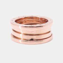 Pre Owned Bvlgari 18K Rose Gold B.Zero1 Two-Band Ring Size 49 