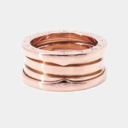 Pre Owned Bvlgari 18K Rose Gold B.Zero1 Two-Band Ring Size 49 