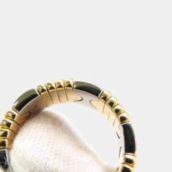 Pre Owned Bvlgari 18K Yellow Gold and Stainless Steel Parentesi Band Ring EU 56