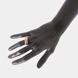 Pre Owned Bvlgari 18K Yellow Gold and Stainless Steel Parentesi Band Ring EU 56