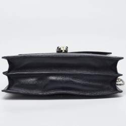 Bvlgari Black Leather and Patent Leather Medium Serpenti Forever Flap Shoulder Bag