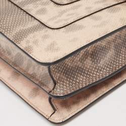 Pre Owned Bvlgari Beige Lizard Medium Serpenti Forever Shoulder Bag