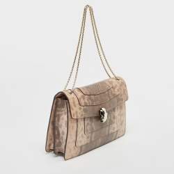 Pre Owned Bvlgari Beige Lizard Medium Serpenti Forever Shoulder Bag