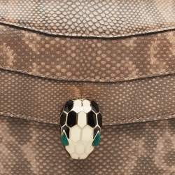 Pre Owned Bvlgari Beige Lizard Medium Serpenti Forever Shoulder Bag