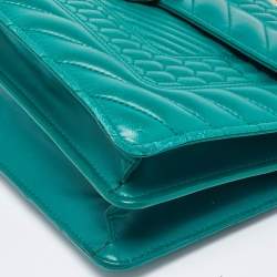 مملوكة مسبقًا حقيبة كتف بلغاري سيربتني فورإفر جلد سكاليج مبطن أخضر زيتوني متوسطة