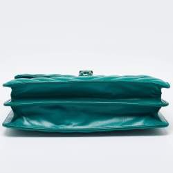 مملوكة مسبقًا حقيبة كتف بلغاري سيربتني فورإفر جلد سكاليج مبطن أخضر زيتوني متوسطة