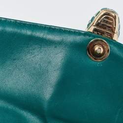 مملوكة مسبقًا حقيبة كتف بلغاري سيربتني فورإفر جلد سكاليج مبطن أخضر زيتوني متوسطة