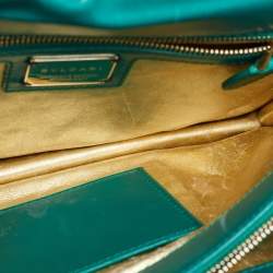 مملوكة مسبقًا حقيبة كتف بلغاري سيربتني فورإفر جلد سكاليج مبطن أخضر زيتوني متوسطة