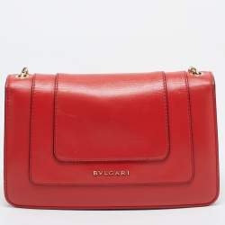 Bvlgari Red Leather Serpenti Forever East West Shoulder Bag