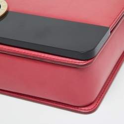 مملوكة مسبقًا حقيبة كتف بلغاري جلد كارونج وبريسبيكس أسود/ أخضر  غطاء قلاب 