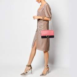 مملوكة مسبقًا حقيبة كتف بلغاري جلد كارونج وبريسبيكس أسود/ أخضر  غطاء قلاب 