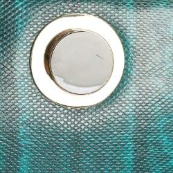 مملوكة مسبقًا حقيبة كتف بلغاري غطاء قلاب صغير بلاستيك جلد ثعبان أسود/ أزرق مخضر