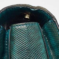 مملوكة مسبقًا حقيبة كتف بلغاري غطاء قلاب صغير بلاستيك جلد ثعبان أسود/ أزرق مخضر