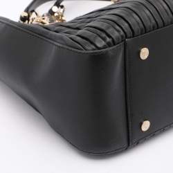 Pre Owned Bvlgari Black Leather Monte Plisse Shopper Tote