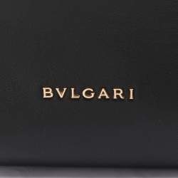 Pre Owned Bvlgari Black Leather Monte Plisse Shopper Tote