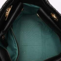 Pre Owned Bvlgari Black Leather Monte Plisse Shopper Tote