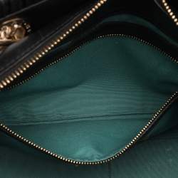 Pre Owned Bvlgari Black Leather Monte Plisse Shopper Tote