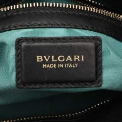 Pre Owned Bvlgari Black Leather Monte Plisse Shopper Tote