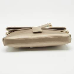 Pre Owned Bvlgari Light Green Satin Flap Clutch Bag