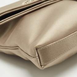 Pre Owned Bvlgari Light Green Satin Flap Clutch Bag