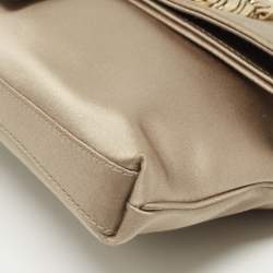 Pre Owned Bvlgari Light Green Satin Flap Clutch Bag