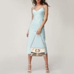 Pre Owned Bvlgari Light Green Satin Flap Clutch Bag