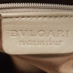 Pre Owned Bvlgari Light Green Satin Flap Clutch Bag