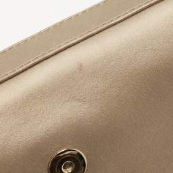 Pre Owned Bvlgari Light Green Satin Flap Clutch Bag