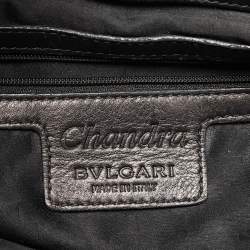 Pre Owned Bvlgari Black Leather Crystals Embellished Chandra Hobo