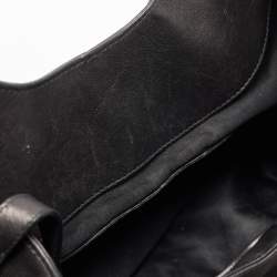 Pre Owned Bvlgari Black Leather Crystals Embellished Chandra Hobo