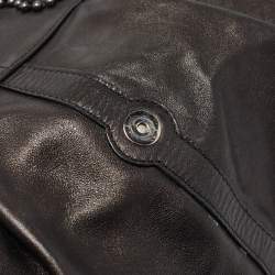 Pre Owned Bvlgari Black Leather Crystals Embellished Chandra Hobo