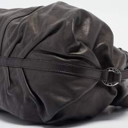 Pre Owned Bvlgari Black Leather Crystals Embellished Chandra Hobo