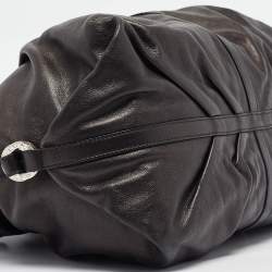 Pre Owned Bvlgari Black Leather Crystals Embellished Chandra Hobo