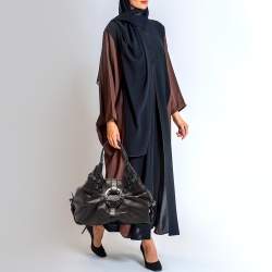 Pre Owned Bvlgari Black Leather Crystals Embellished Chandra Hobo