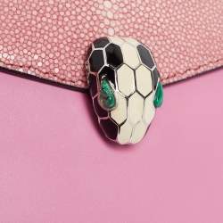 Pre Owned حقيبة كتف بلغاري سبرينتي صغيرة جلد و ستينغراي وردي