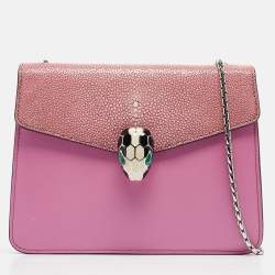 Pre Owned حقيبة كتف بلغاري سبرينتي صغيرة جلد و ستينغراي وردي