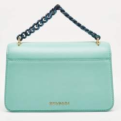 Pre Owned Bvlgari Turquoise Green Leather Serpenti Forever Maxi Chain Bag
