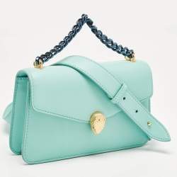 Pre Owned Bvlgari Turquoise Green Leather Serpenti Forever Maxi Chain Bag