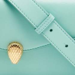 Pre Owned Bvlgari Turquoise Green Leather Serpenti Forever Maxi Chain Bag