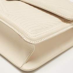 Pre Owned Bvlgari White Leather Serpenti Diamond Blast Shoulder Bag