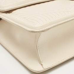 Pre Owned Bvlgari White Leather Serpenti Diamond Blast Shoulder Bag