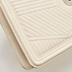 Pre Owned Bvlgari White Leather Serpenti Diamond Blast Shoulder Bag