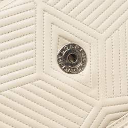 Pre Owned Bvlgari White Leather Serpenti Diamond Blast Shoulder Bag