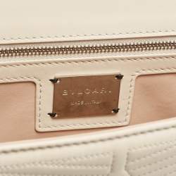 Pre Owned Bvlgari White Leather Serpenti Diamond Blast Shoulder Bag