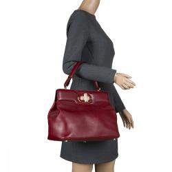 Pre Owned Bvlgari Burgundy Leather Isabella Rossellini Tote