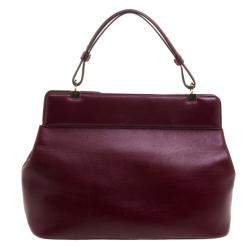 Pre Owned Bvlgari Burgundy Leather Isabella Rossellini Tote